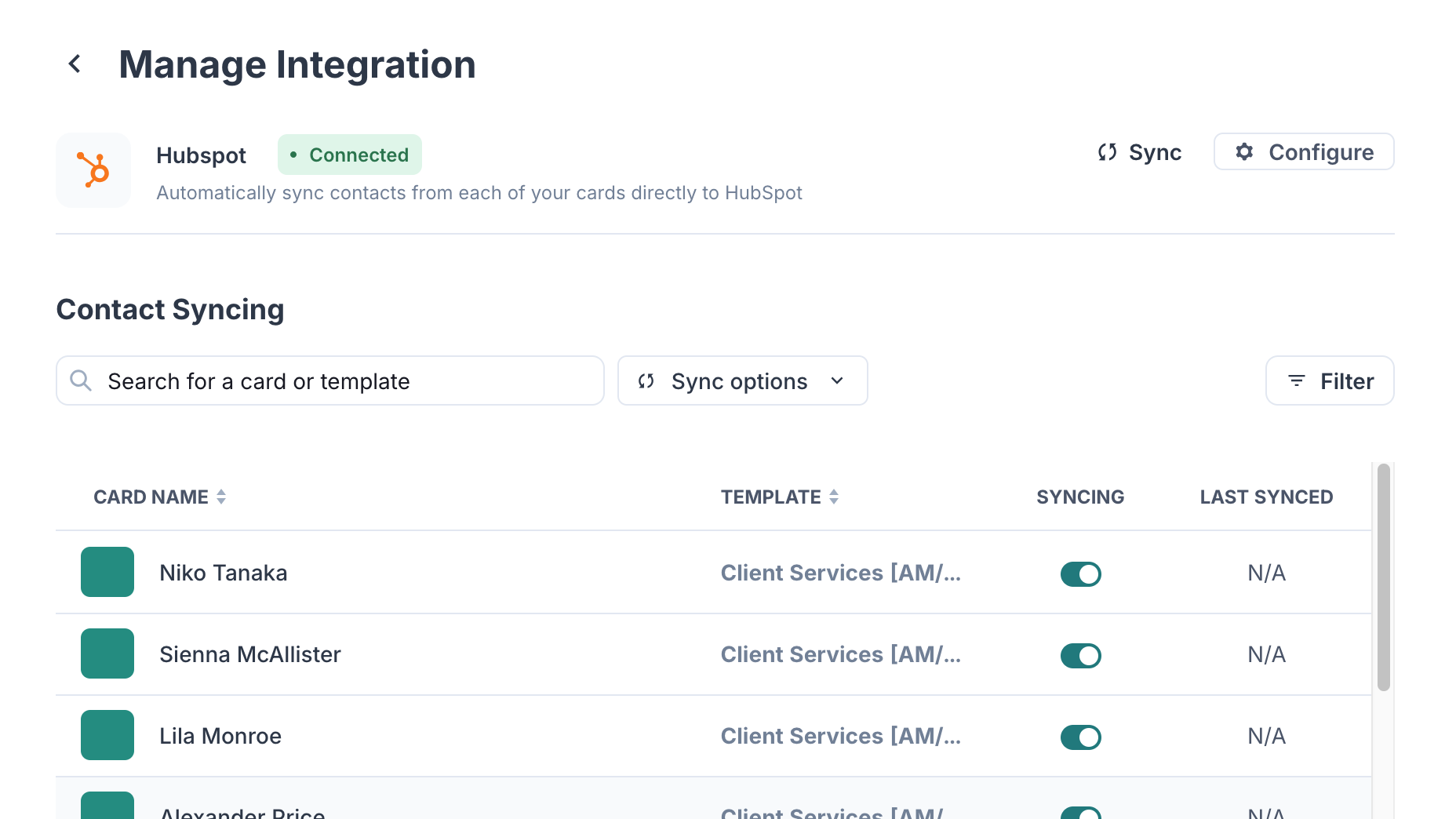 Sync HiHello Contacts to HubSpot